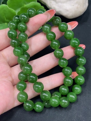 H34062264 Hetian Jade Beaded Necklace, approx. 9.2mm, total weight about 65.6g, non-gold