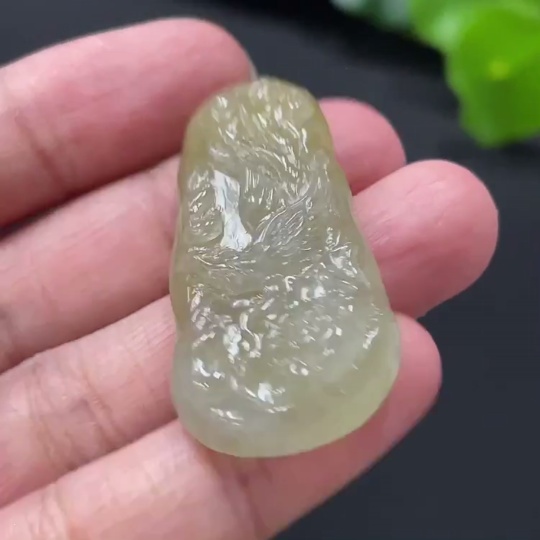 F28230352 Jadeite Phoenix and Peony Pendant