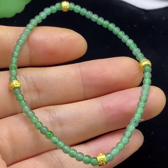 F34025185 Jadeite Beads Bracelet Approx.2.8mm Total Weight About 3.54g Non-Gold