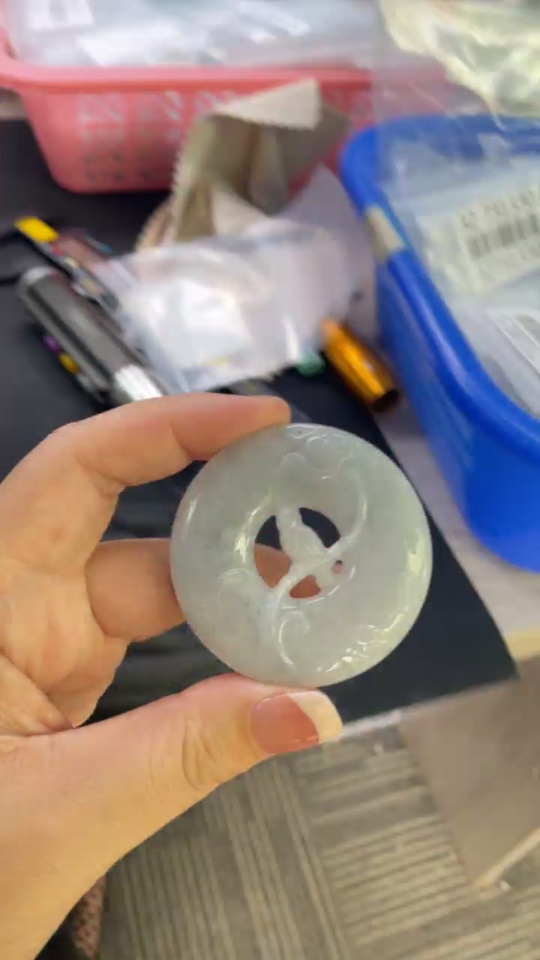 F32724187 JadeiteMagpie on Plum Branch Pendant