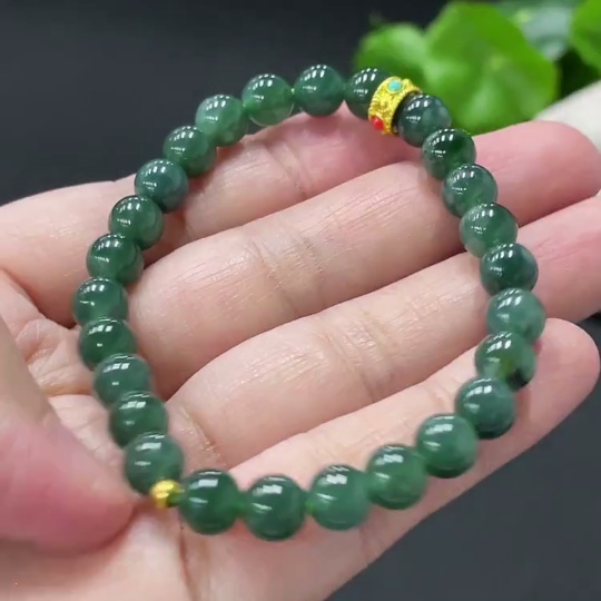 F34071184 Jadeite Bracelet Card 6.8mm approx. Total weight about 14.87g Beads Au97% Rest non-gold