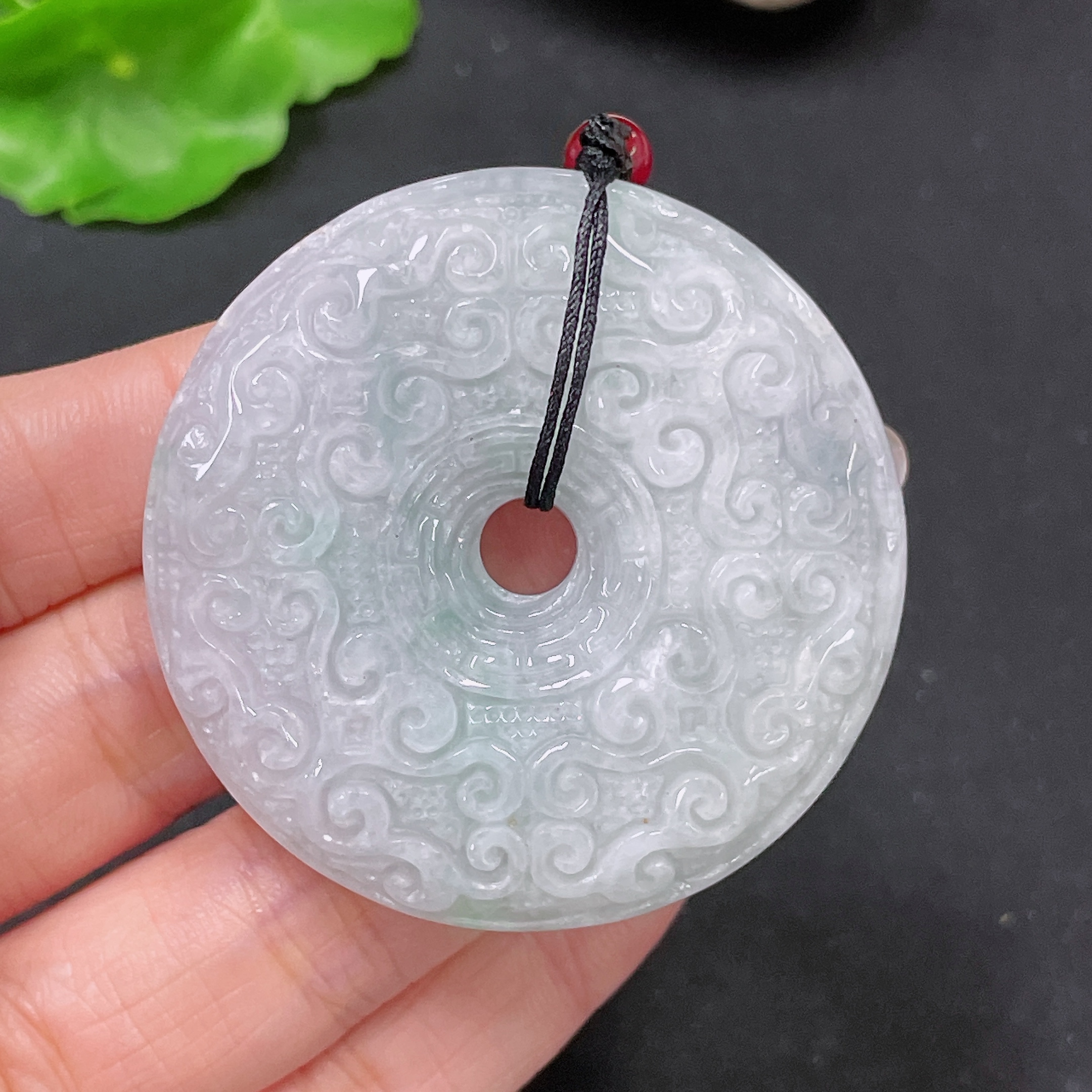 F35105377 Jadeite Pendant Peace Knot with Non-A Beads and Cord Total Weight Approx. 54.85g