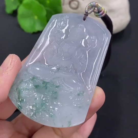 F30483742 Jadeite Pendant, Total Weight Including Rope Approximately 73.2g