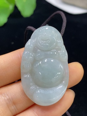 F35136131 Jadeite Buddha Pendant Total Weight Approx. 11.68g (Including Rope Weight)