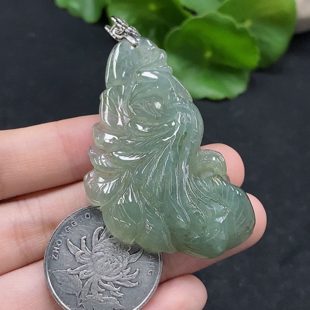 F35090381 Jadeite Phoenix Pendant Non-Gold Inlaid Total Weight Approx. 16.7g