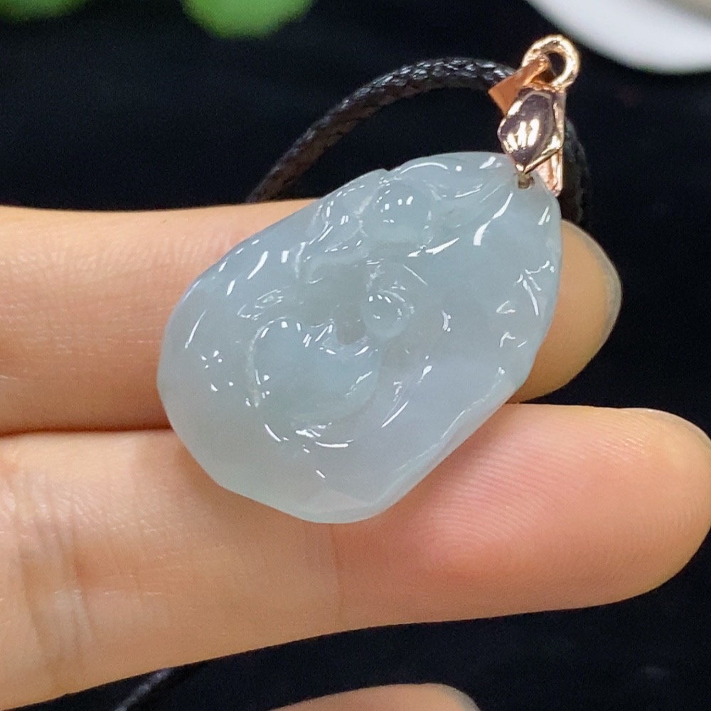 F33862261 Jadeite Enlightenment Pendant Non-Gold Total Weight Approx. 9.24g (Including Rope Weight)