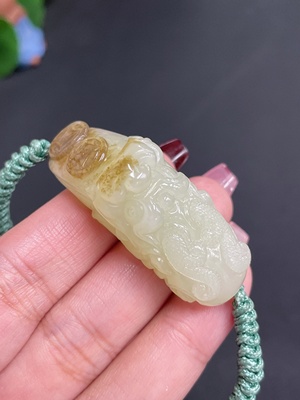 H23687026 Hetian Jade Hand Tablet Total Weight (Including Rope) 26g