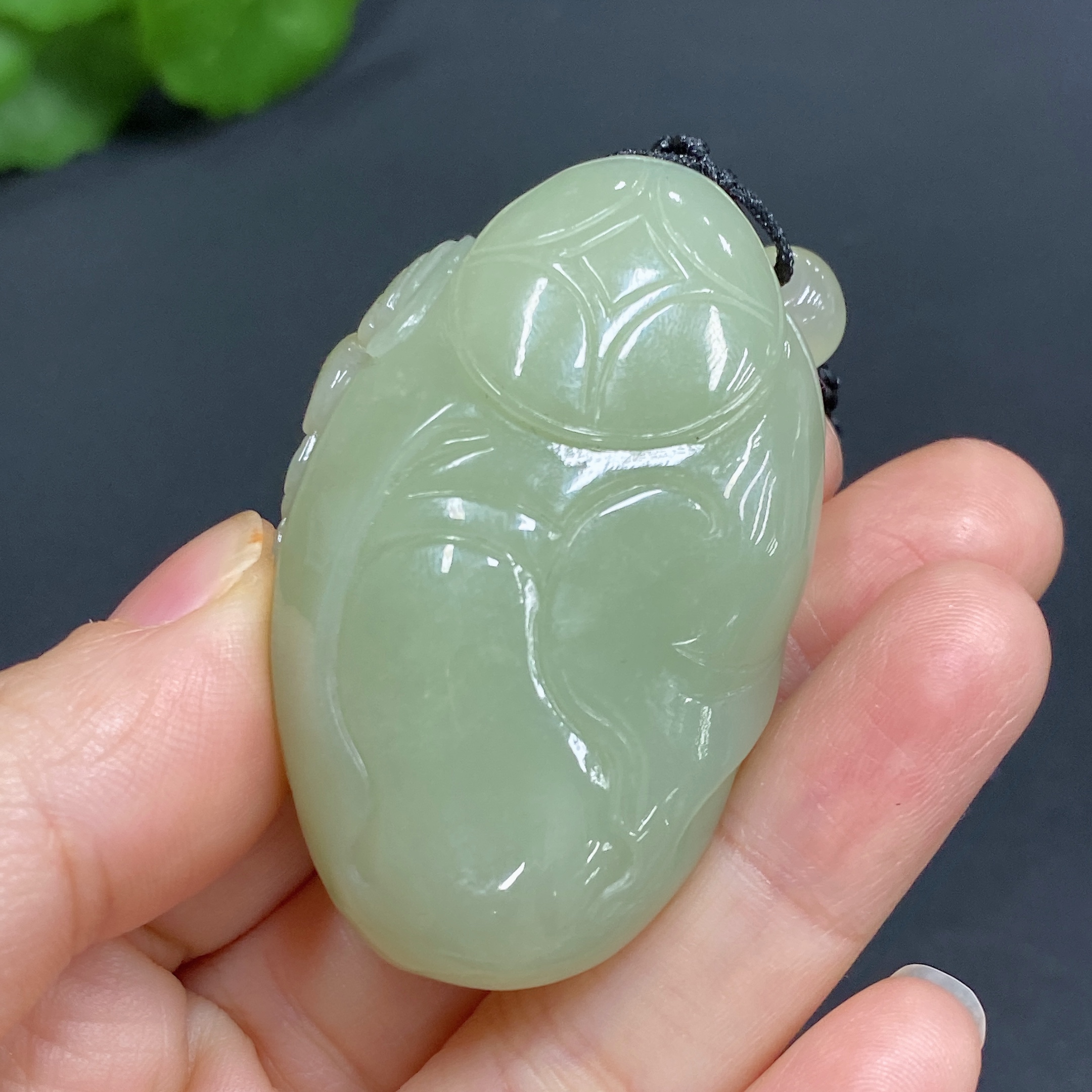 H29328971 Hetian Jade Pendant Buddha Total Weight Approx. (with rope) 46.8g