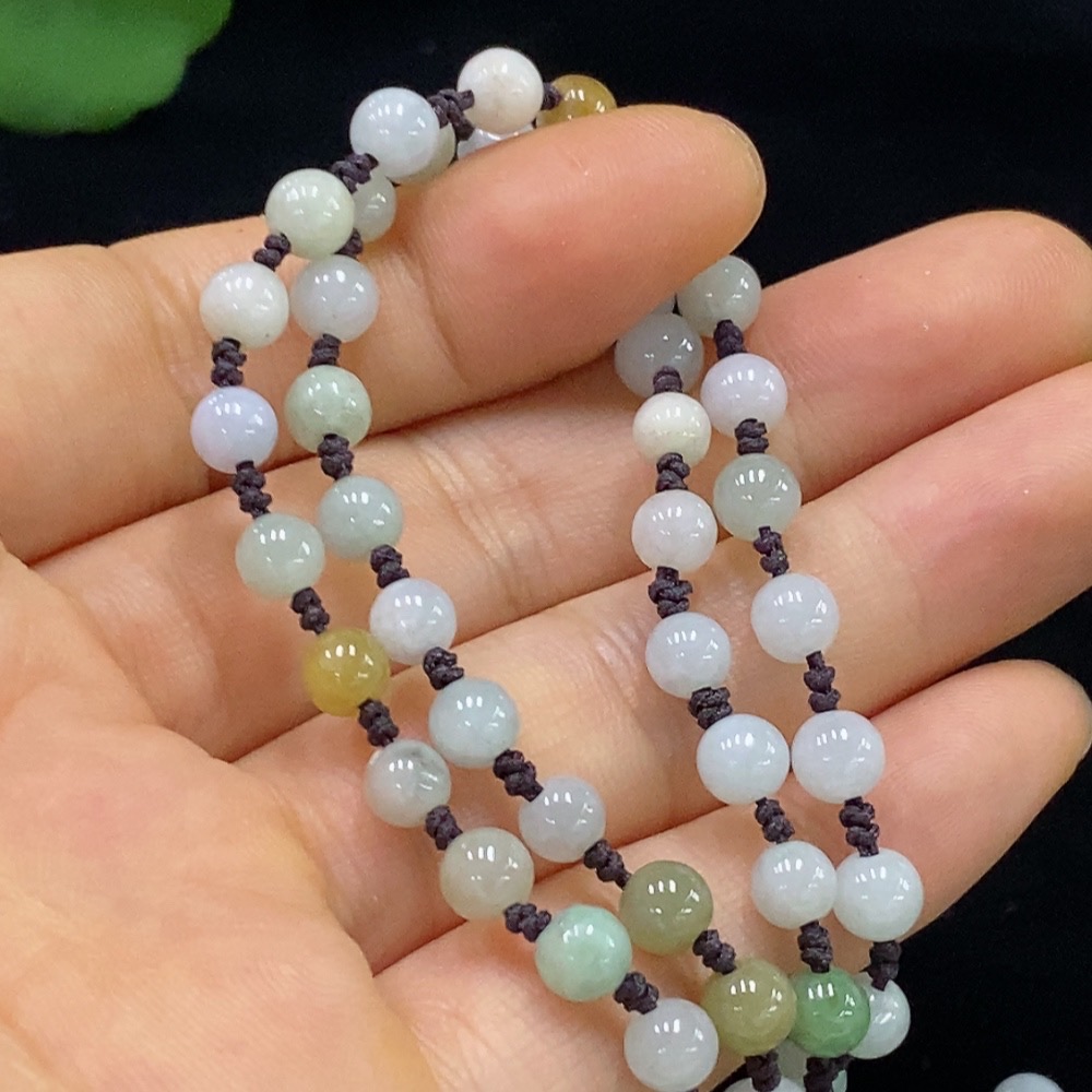 F34948284 Jadeite Flower and Bird Pendant with Chain, Total Weight Approximately 44.9g (Including Chain), Undetermined Cause of Yellow Bead Color