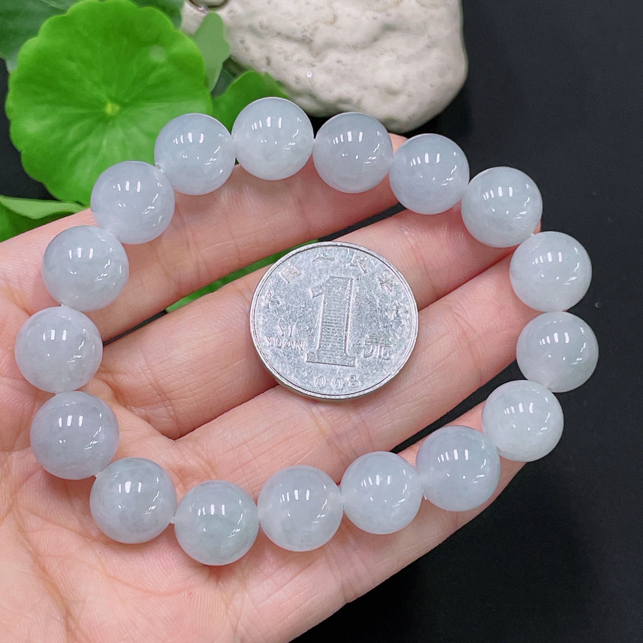 F33865617 Jadeite Bead Bracelet Approximately 12mm Total Weight About 51.55g