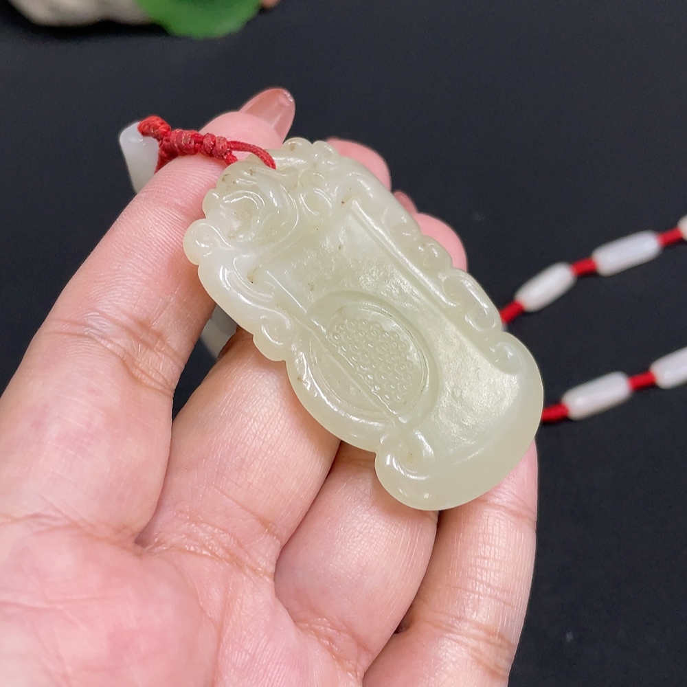 H34973033 Hetian Jade Pendant, Antique Style, Total Weight Approx. [with chain] 49.6g