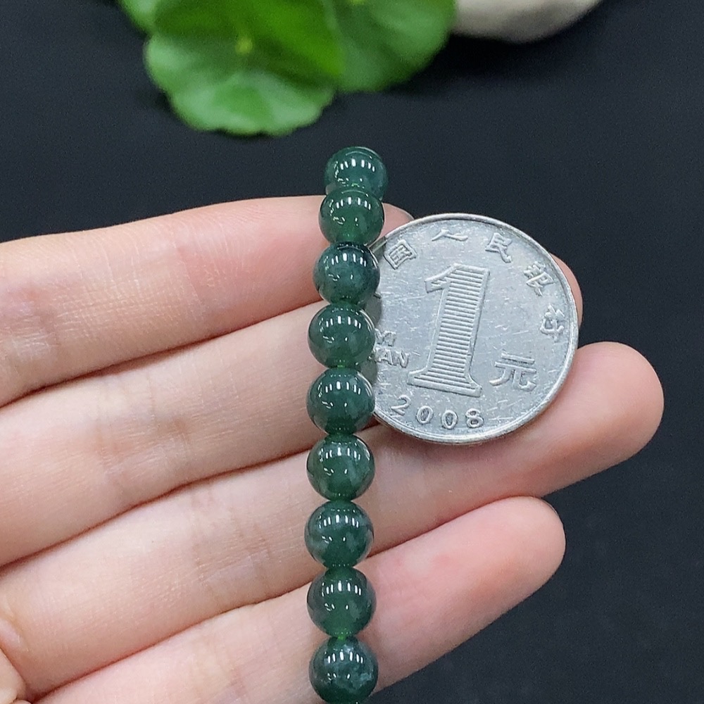 F34996587 Jadeite Bead Necklace Approximately 6.8mm Non-Gold Inlaid Total Weight About 59.08g