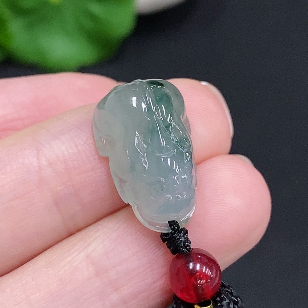 F34003234 Jadeite Pixiu Pendant Total Weight Approx. 4.4g (Including Rope Weight) Beads Not Jadeite
