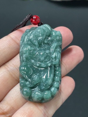 F31669078 Jadeite God of Wealth Pendant Total Weight Approx. 26.58g With Non-Grade A Beads
