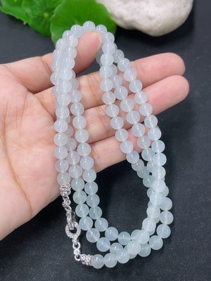 F46550413 翡翠珠链 卡5.8mm左右 非金 货品总约重39.26g