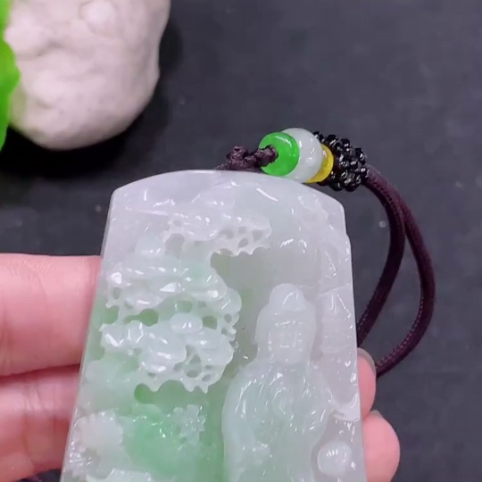 F33864917 Jadeite Pendant Guanyin with Cord Total Weight Approx. 93.4g