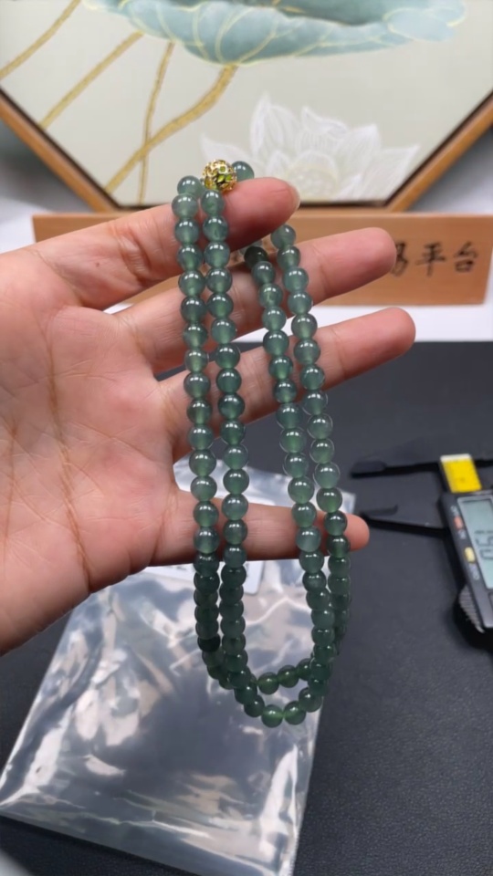 F35126234 Jadeite Bead Necklace Approx. 5.8mm Non-Gold Total Weight Approx. 39.1g