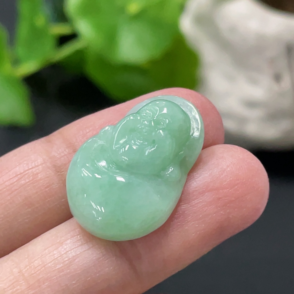 F35108605 Jadeite Smiling Buddha Pendant Total Weight Approx. 4.58g
