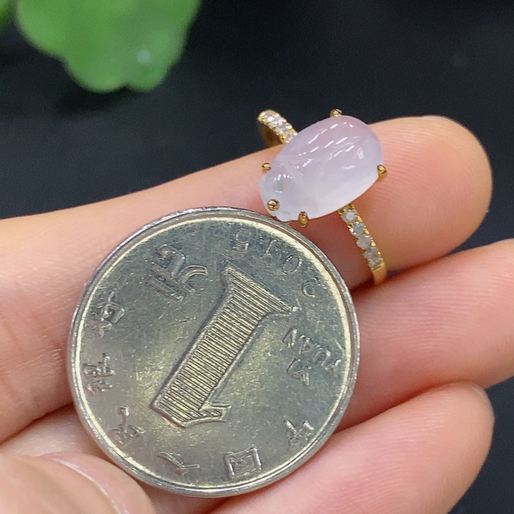 F26012508 Jadeite Inlaid Ring 18k Size 13 Total Weight Approx. 1.82g