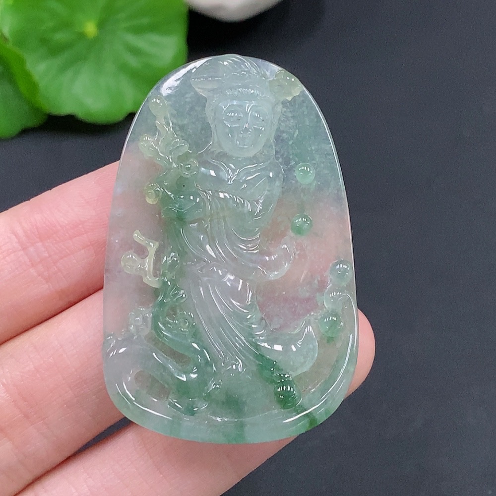 F24704937 Jadeite Guanyin Pendant, Total Weight Approx. 14.7g