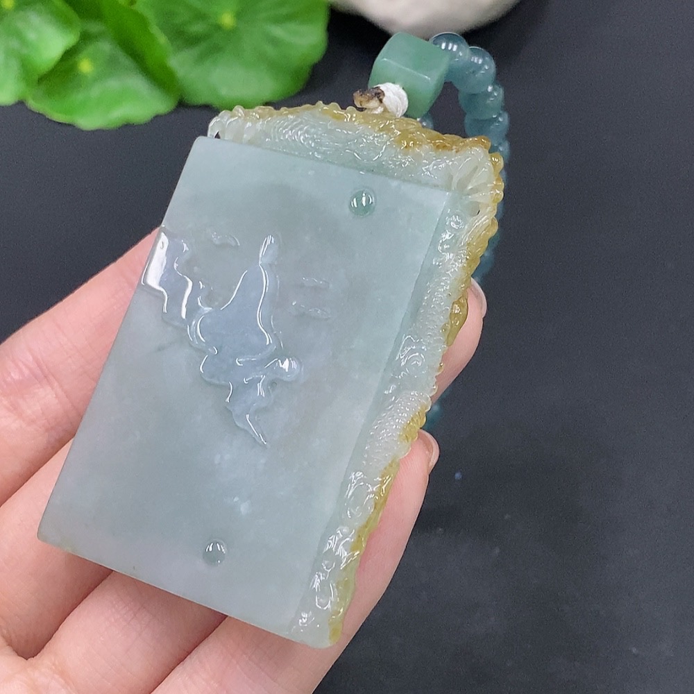 F28218801 Jadeite Enlightenment Pendant Total weight about 90g (including rope weight) Color origin undetermined