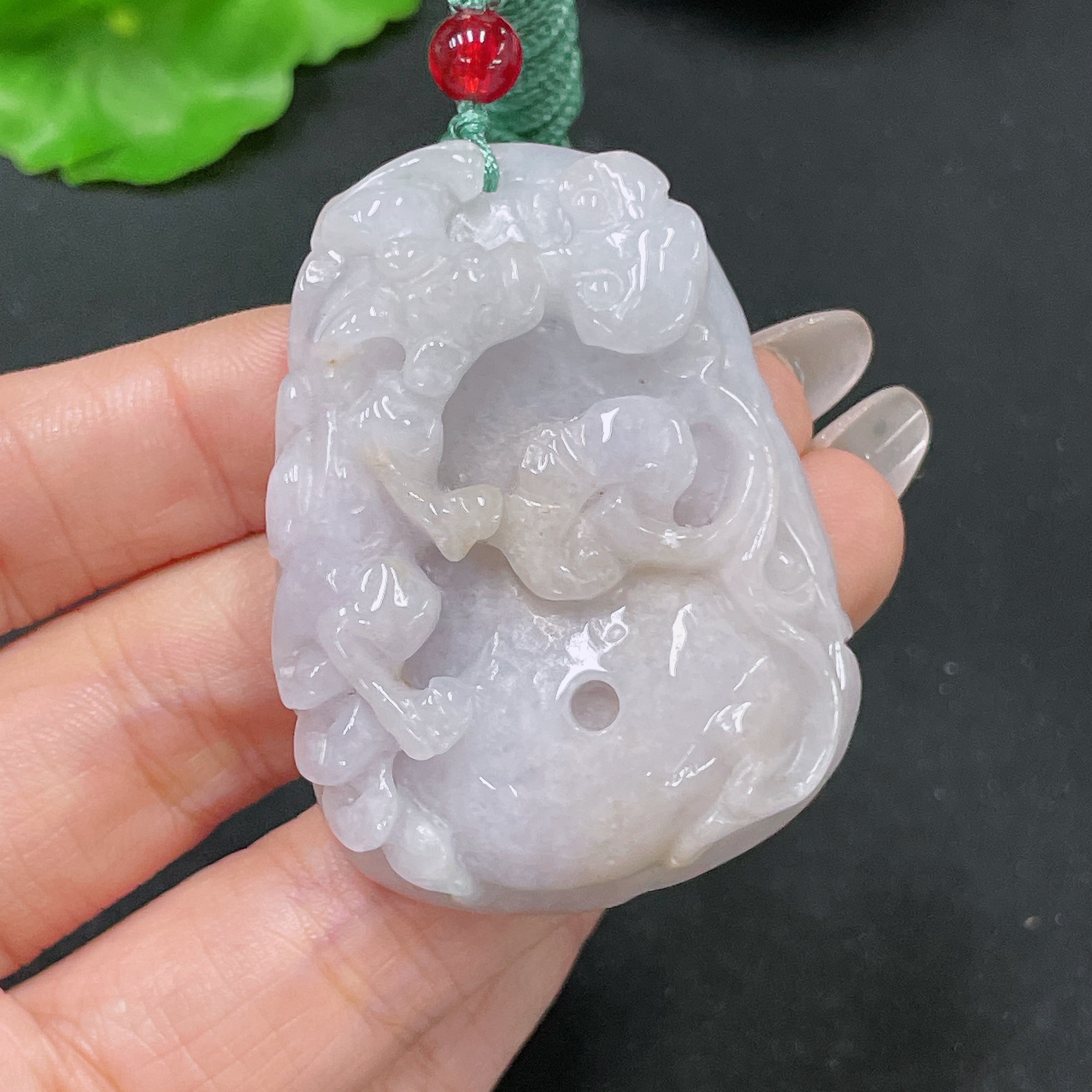 F35105378 Jadeite pendant with non-A grade beads, including rope, total weight approximately 43.14g