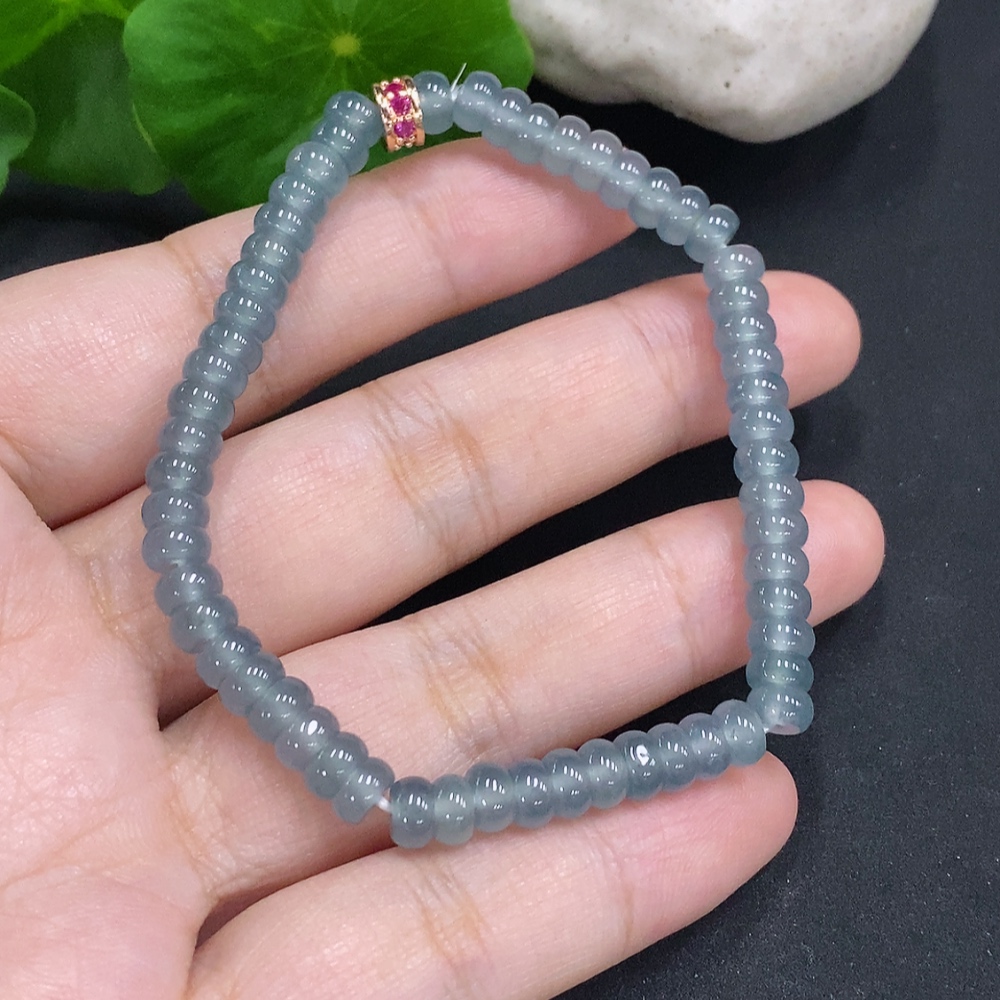 F34022095 Jadeite Bead Necklace Approx.5.3mm Non-Gold Total Weight Approx.11.8g