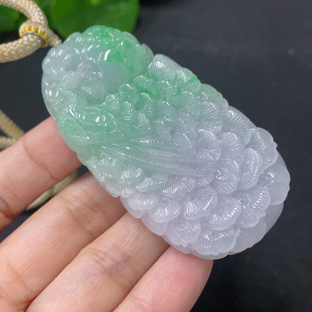 F33829846 Jadeite Peacock Pendant