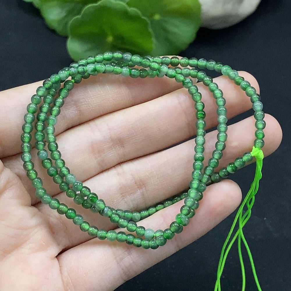 F34996636 Jadeite Bead Necklace Approx. 3mm Total Weight About 7.85g