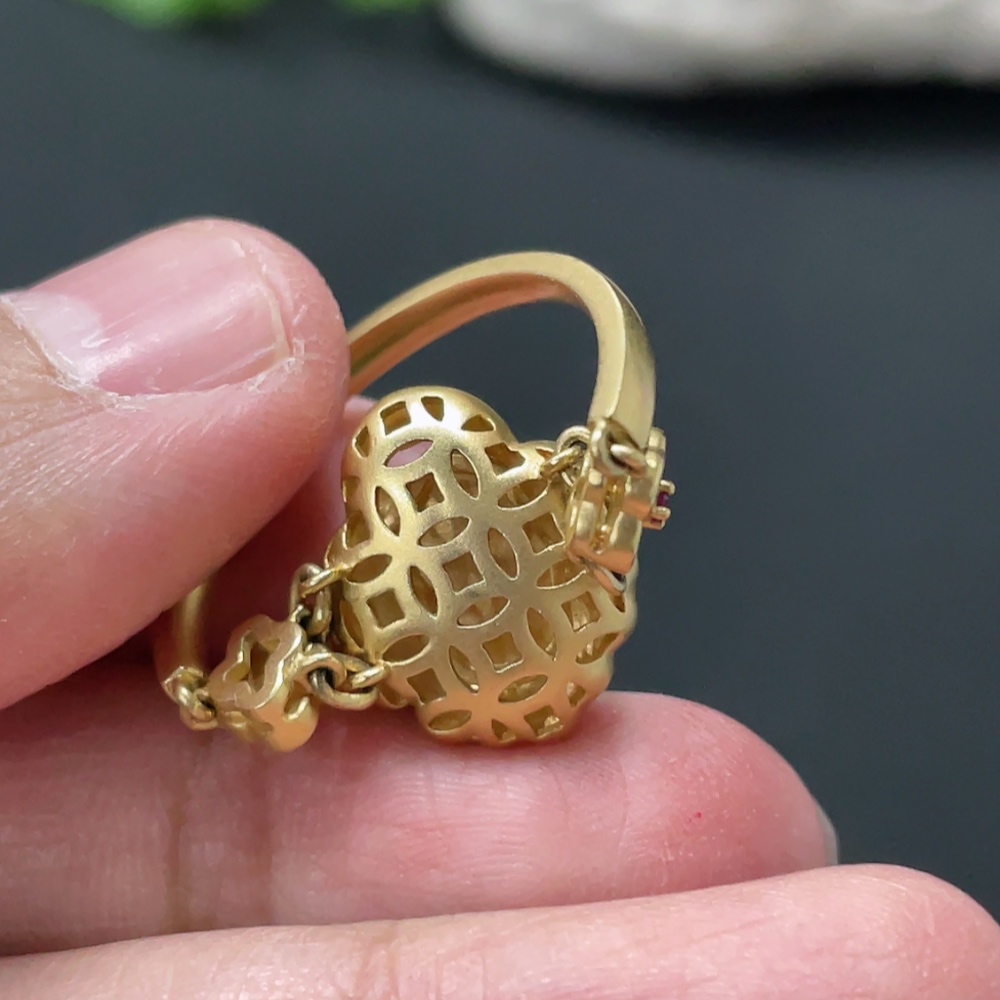 F34978086 Jadeite Pixiu Inlaid Ring 18k Gold Inlaid Size 25.5 Total Weight Approx. 6.76g With Diamond (Colorless)