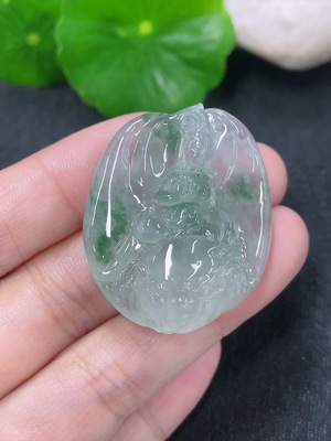 F46551388 翡翠普贤菩萨挂件 货品总重约16.1克