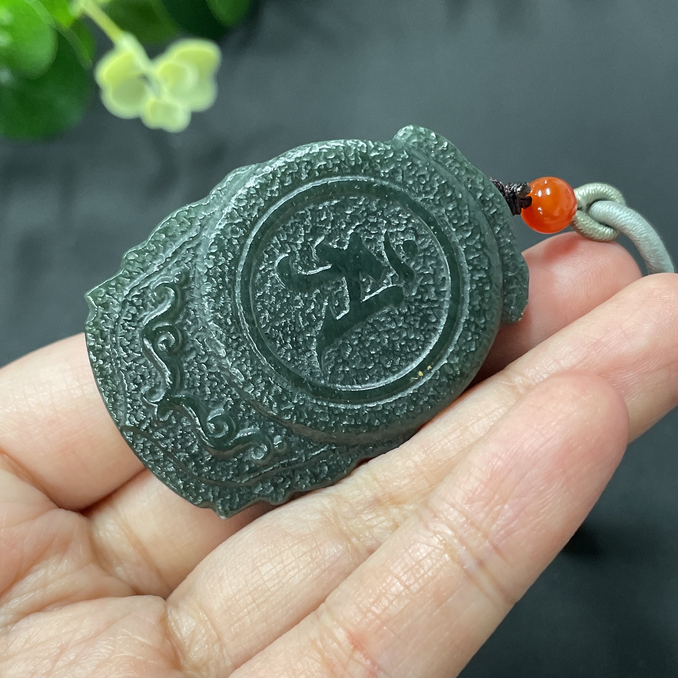 H10065552 Hetian Jade Samantabhadra Pendant, Total Weight 33g (including rope weight)