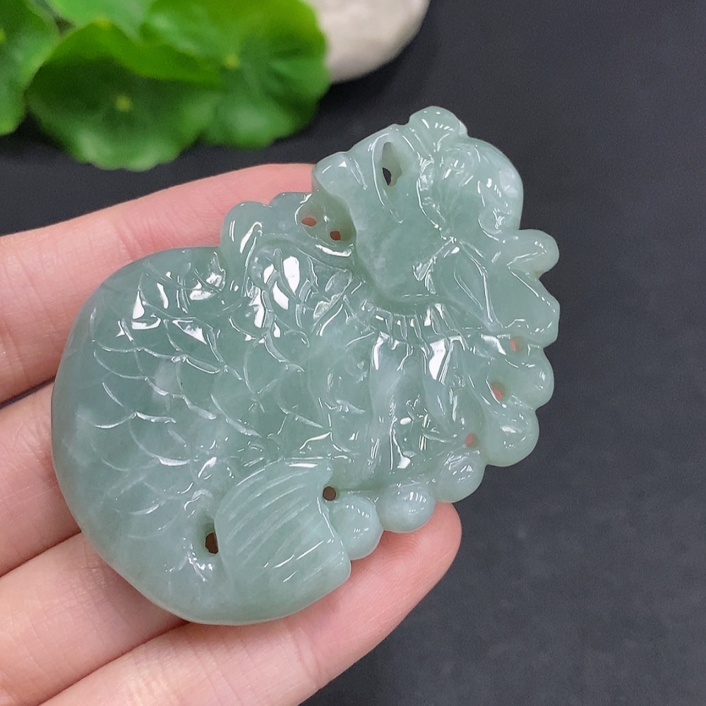 F35078624 Jadeite Arowana Pendant Total Weight Approximately 54.6g