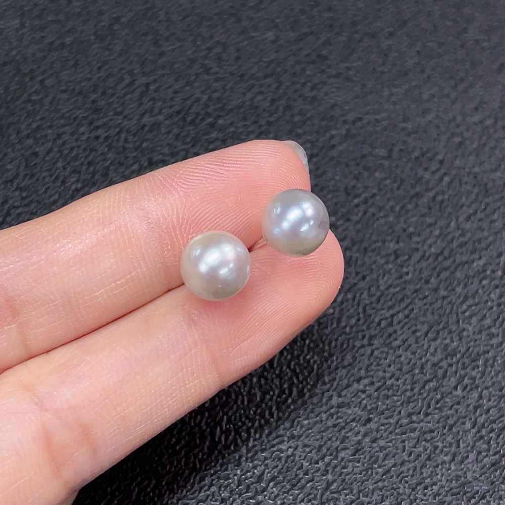 C33937949 Seawater Pearl Earrings Non-Gold Color Origin Undetermined Total Weight Approx. 1.61g Size About 7.7mm