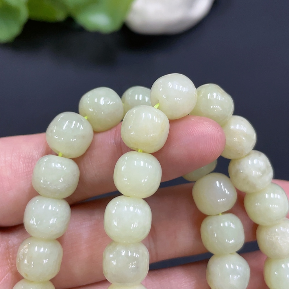H11158265 Hetian Jade Bead Strand, Approx. 9.5mm, Total Weight 61g