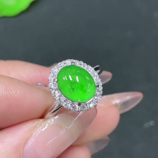 F34064188 Jadeite Inlaid Piece Non-Gold Adjustable Total Weight Approx. 2.62g