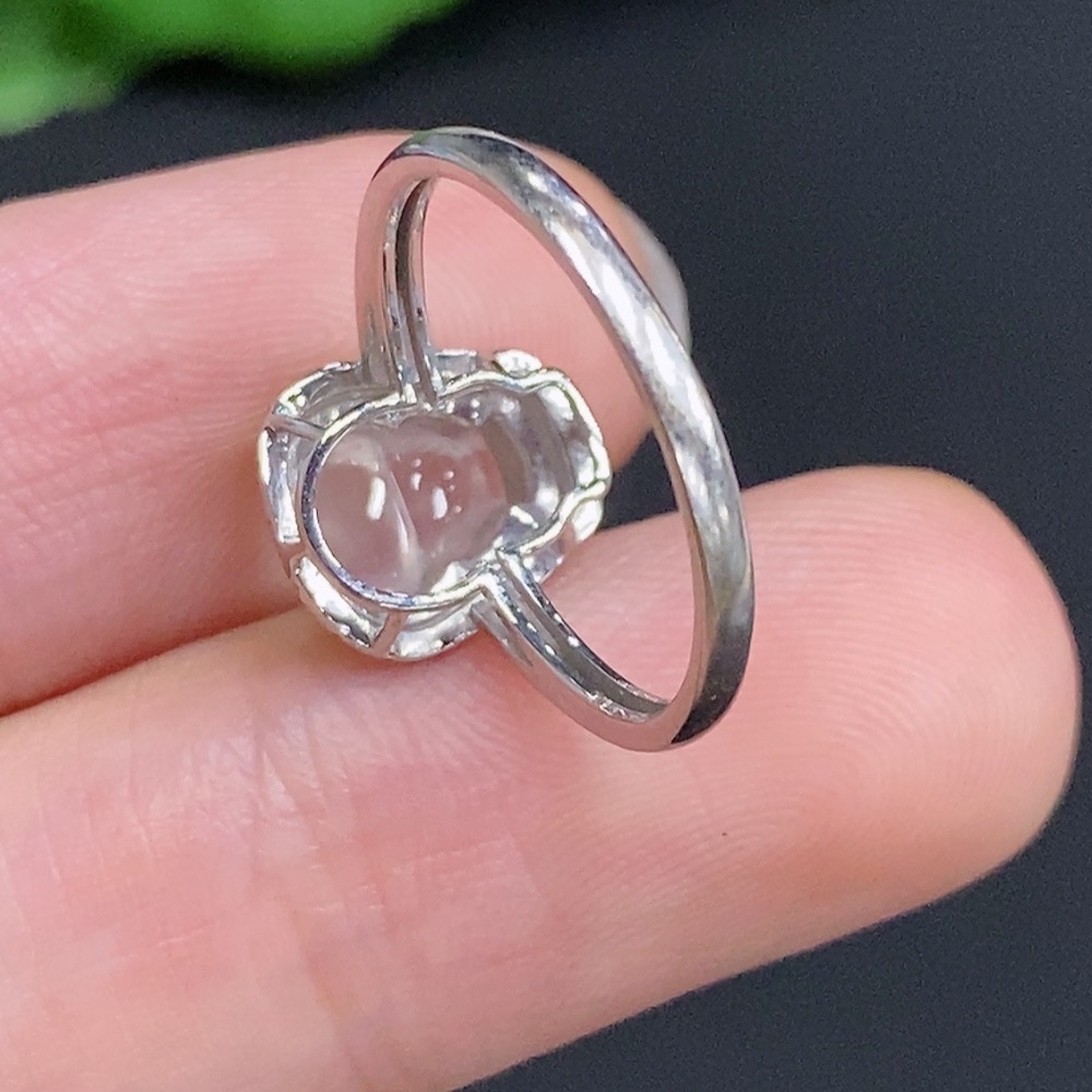 F30543066 Jadeite Gourd Inlaid Ring 18k Gold Total Weight approx.1.8g Size 10 With Diamond