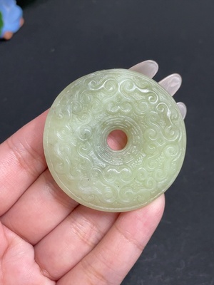 H28272862 Hetian Jade Pendant, Antique-style Button, Total Weight Approx. 40.6g