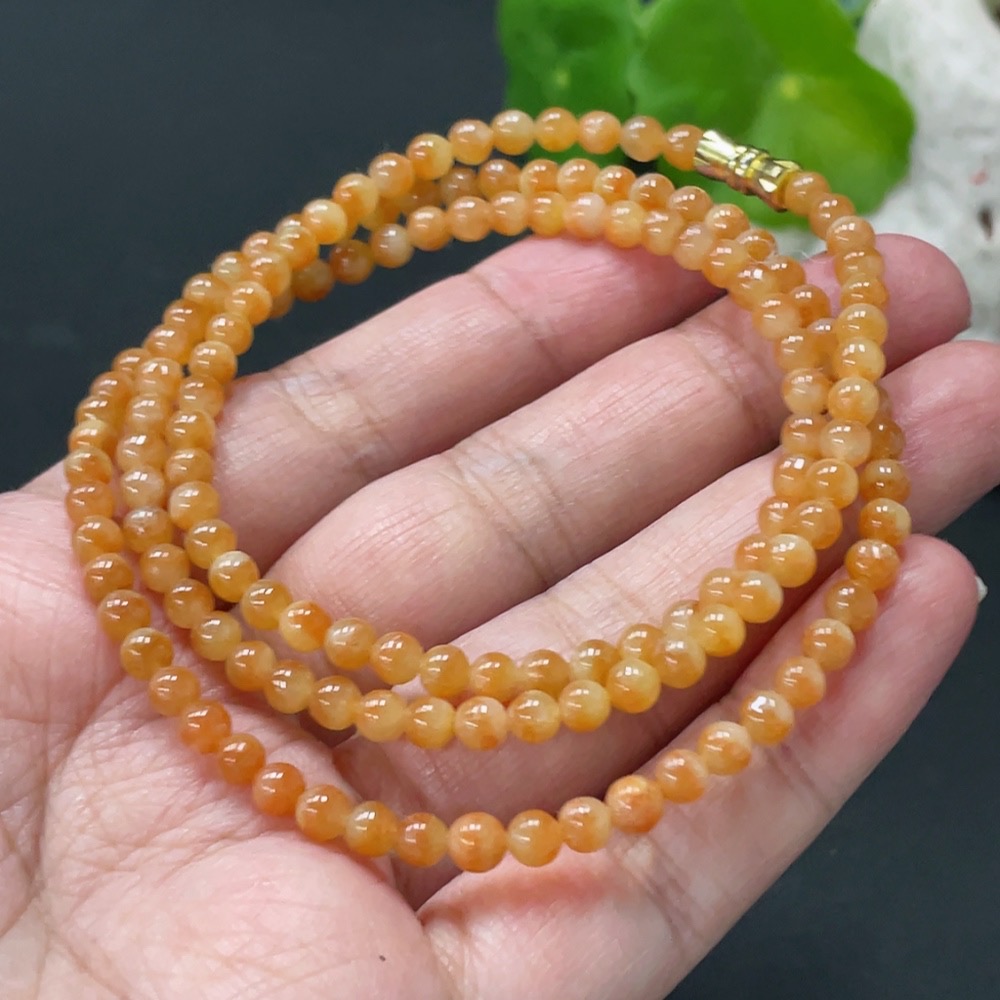 F34018783 Jadeite Bead Necklace Approximately 4.1mm Total Weight About 17.89g Color Origin Undetermined