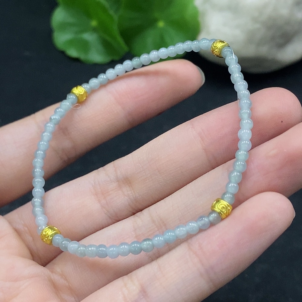 F34057452 Jadeite Bracelet 3mm approx. Non-gold inlaid Total weight approx. 3.35g