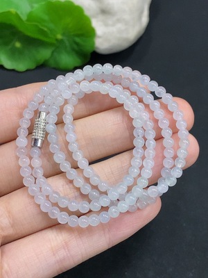 F32793604 JadeiteBeaded Necklace Approx. 3.6mm Non-Gold Total Weight Approx. 12.82g