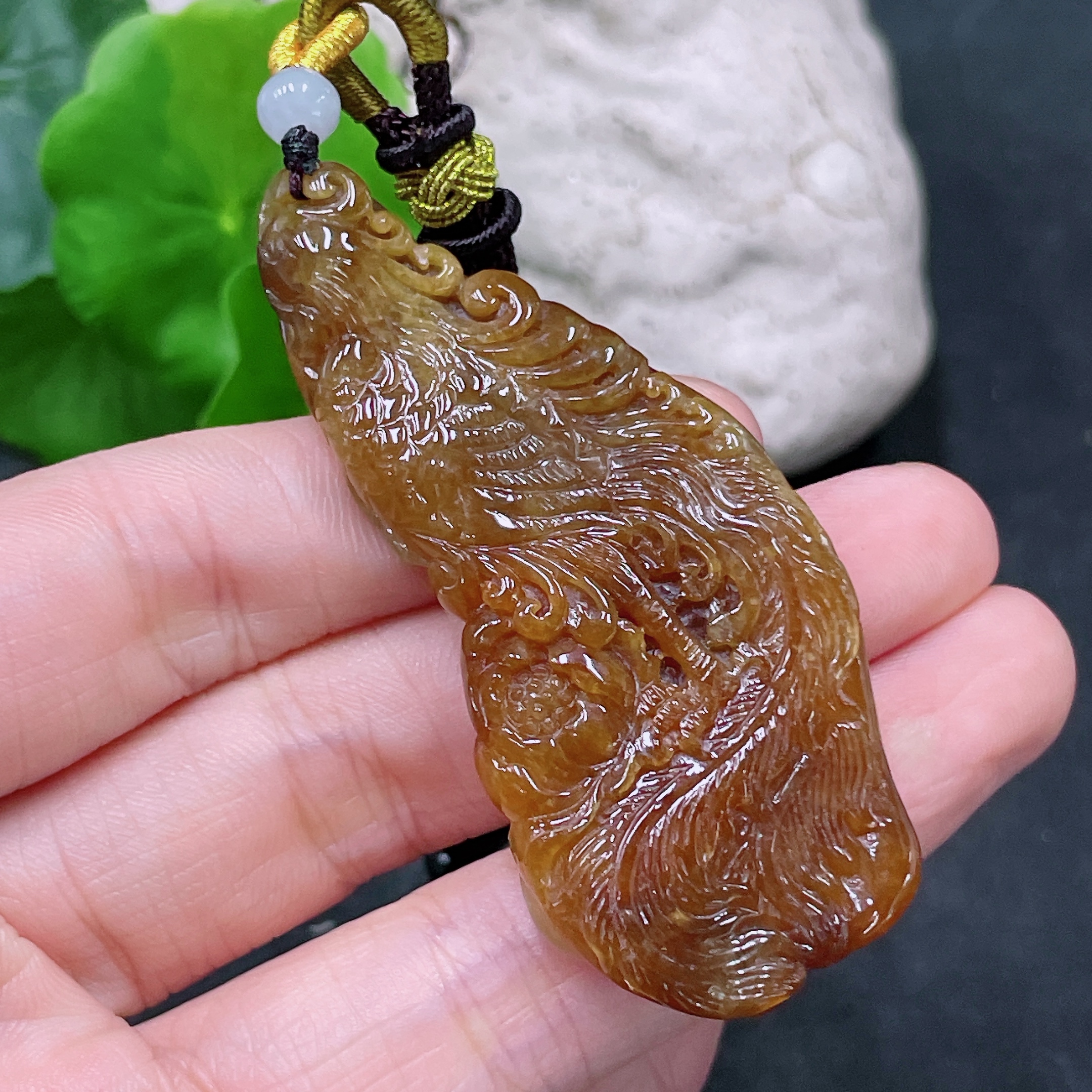 F33838640 Jadeite Pendant, color origin undetermined, total weight including string approx. 25.65g