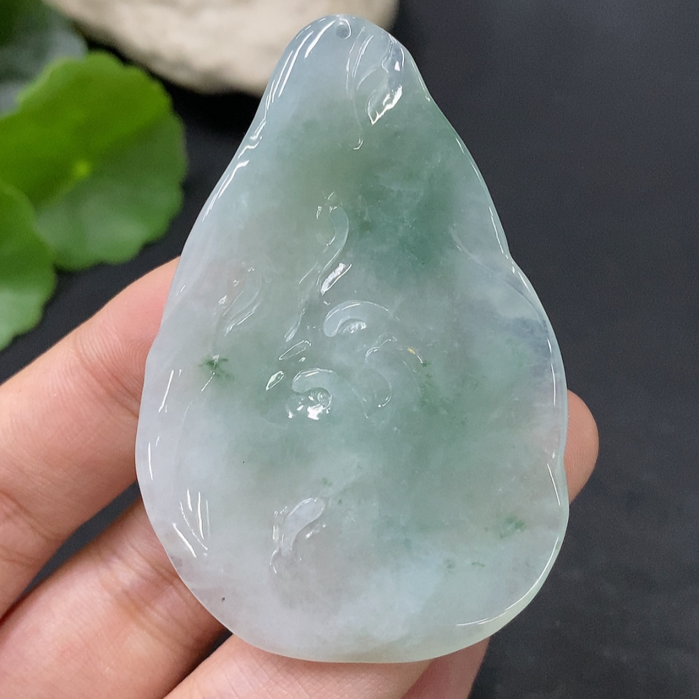 F28277459 Jadeite Lotus Pendant, Total Weight Approx. 27.32g