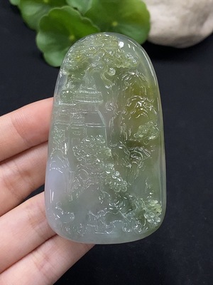 F34996472 Jadeite Landscape Pendant, Total Weight Approx. 34g