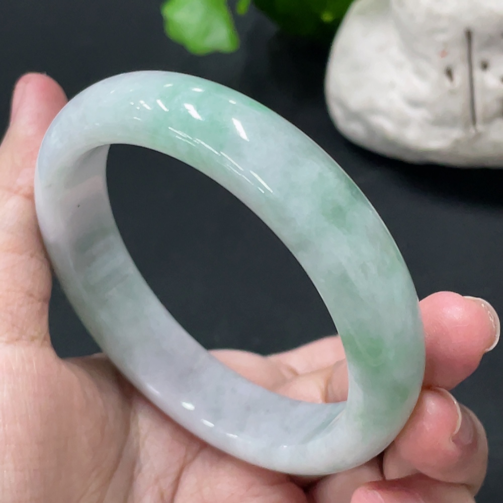 F34019654 Jadeite Round Bracelet, Total Weight Approx. 69.3g, With Breakage/Defect, Size 59.1