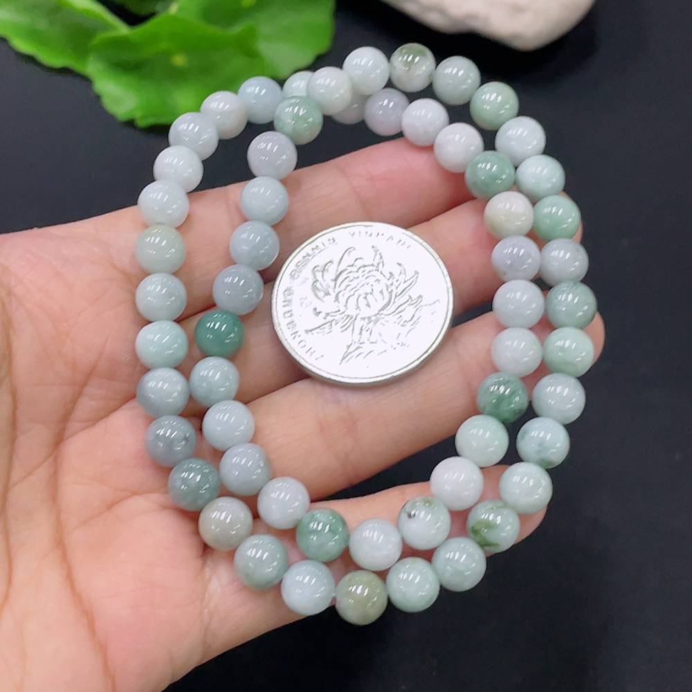 F31674462 Jadeite Bead Necklace Total Weight Approx.30.74g Size About 6.9mm