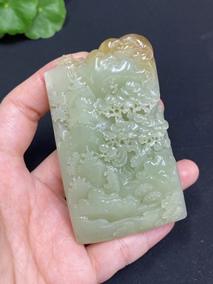 H34985314 Hetian Jade Pendant Landscape Plaque Total Weight Approx. 99.3g
