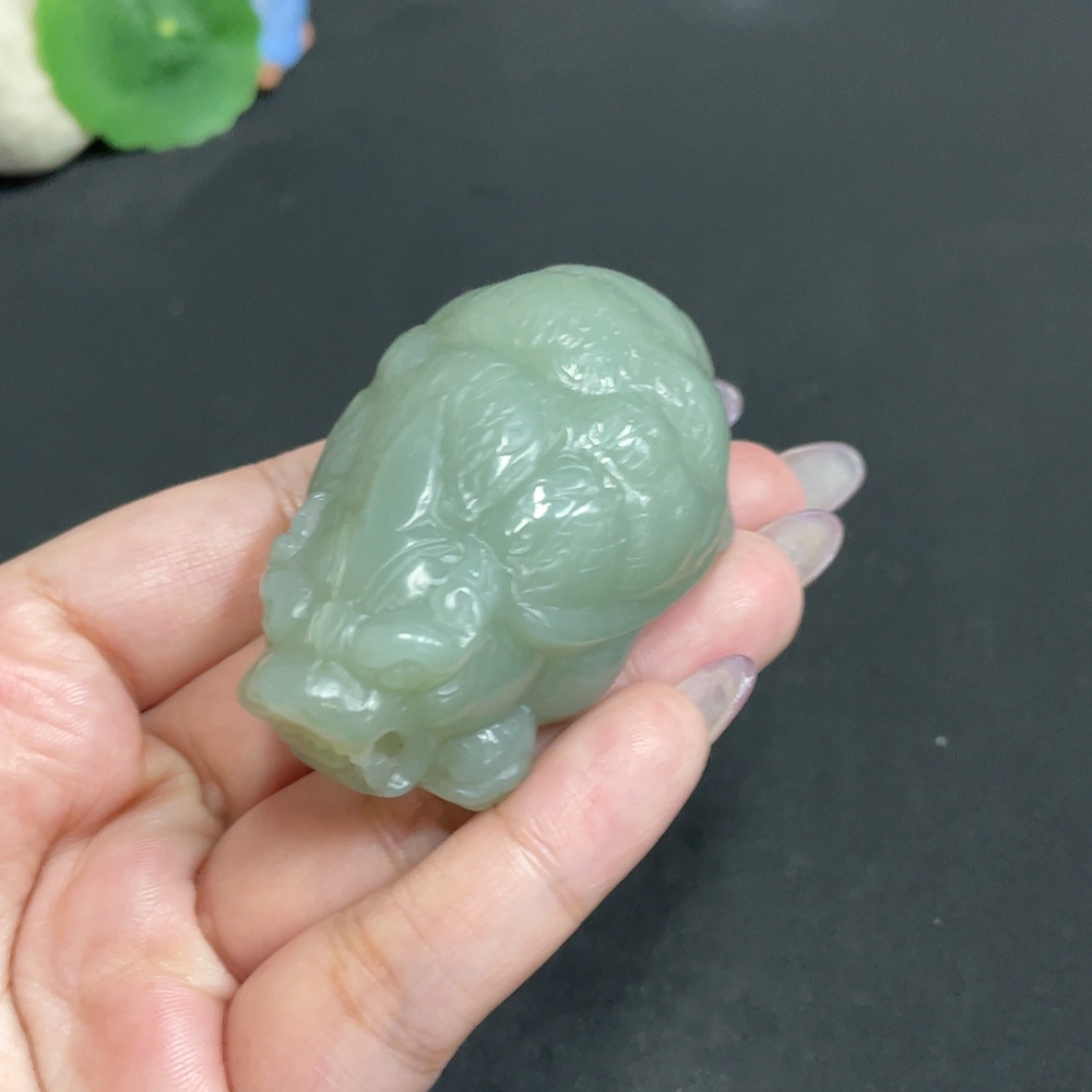 H34956902 Hetian Jade Handheld Piece, Dragon Turtle, Total Weight Approx. 107.8g