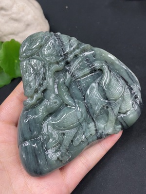 H30521844 和田玉摆件  松鹤延年    货品总重约303.1g