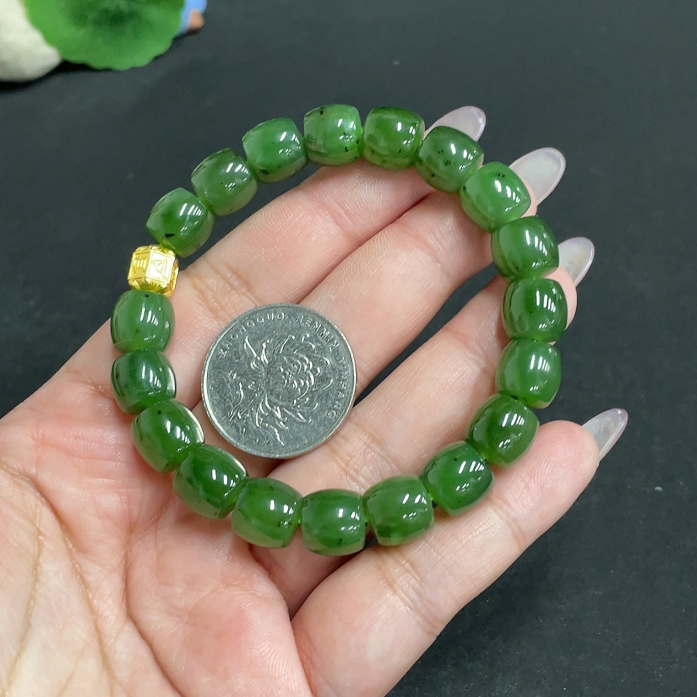 H34957206 Hetian Jade Bracelet, Approx. 9.8mm, Total Weight Approx. 35.3g, Non-Gold